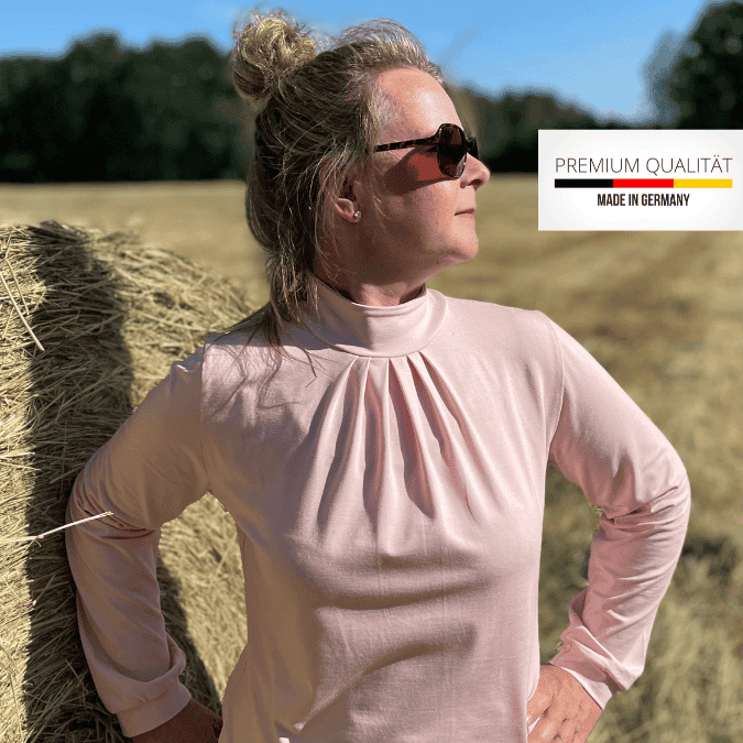 Reitbluse - Reitshirt langarm Damen mit Strass "Rose Elegance" - HORSEANDANGELS