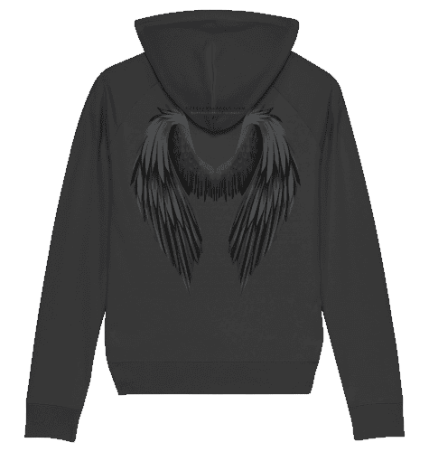 Damen Hoodie mit schwarzem Strass und Engelsflügeln - Bio Baumwolle - HORSEANDANGELS