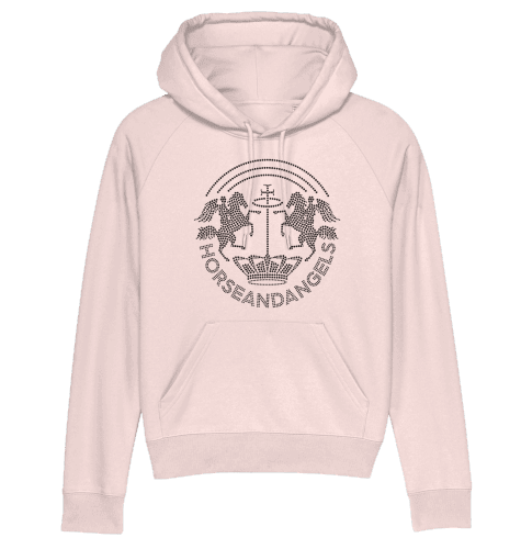 Damen Hoodie mit schwarzem Strass und Engelsflügeln - Bio Baumwolle - HORSEANDANGELS