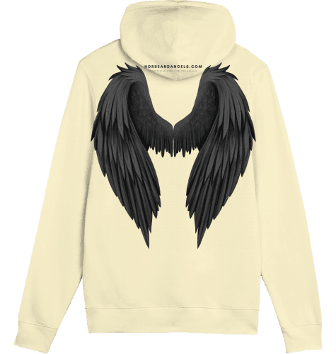 Hoodie Unisex mit schwarzem Strass und Engelsflügeln - Bio Baumwolle - HORSEANDANGELS