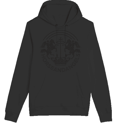 Hoodie Unisex mit schwarzem Strass und Engelsflügeln - Bio Baumwolle - HORSEANDANGELS