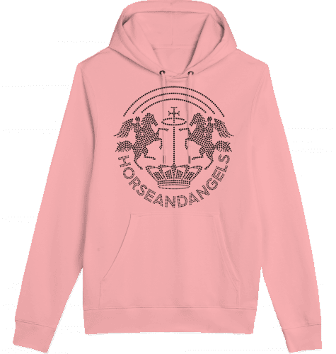 Hoodie Unisex mit schwarzem Strass und Engelsflügeln - Bio Baumwolle - HORSEANDANGELS