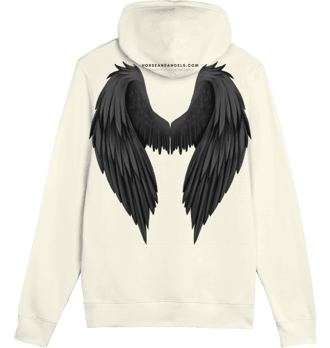 Hoodie Unisex mit schwarzem Strass und Engelsflügeln - Bio Baumwolle - HORSEANDANGELS
