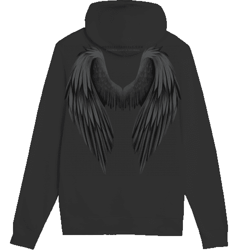 Hoodie Unisex mit schwarzem Strass und Engelsflügeln - Bio Baumwolle - HORSEANDANGELS