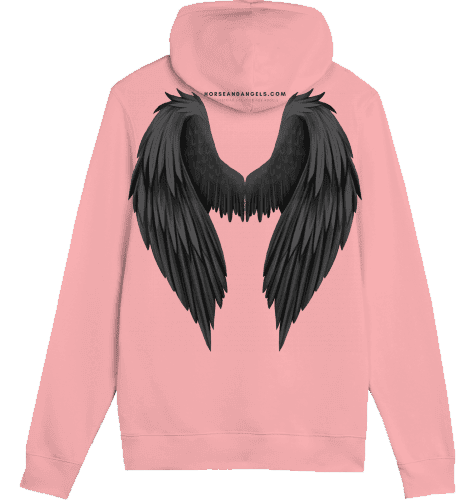 Hoodie Unisex mit schwarzem Strass und Engelsflügeln - Bio Baumwolle - HORSEANDANGELS