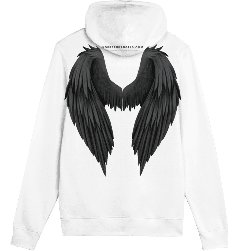 Hoodie Unisex mit schwarzem Strass und Engelsflügeln - Bio Baumwolle - HORSEANDANGELS