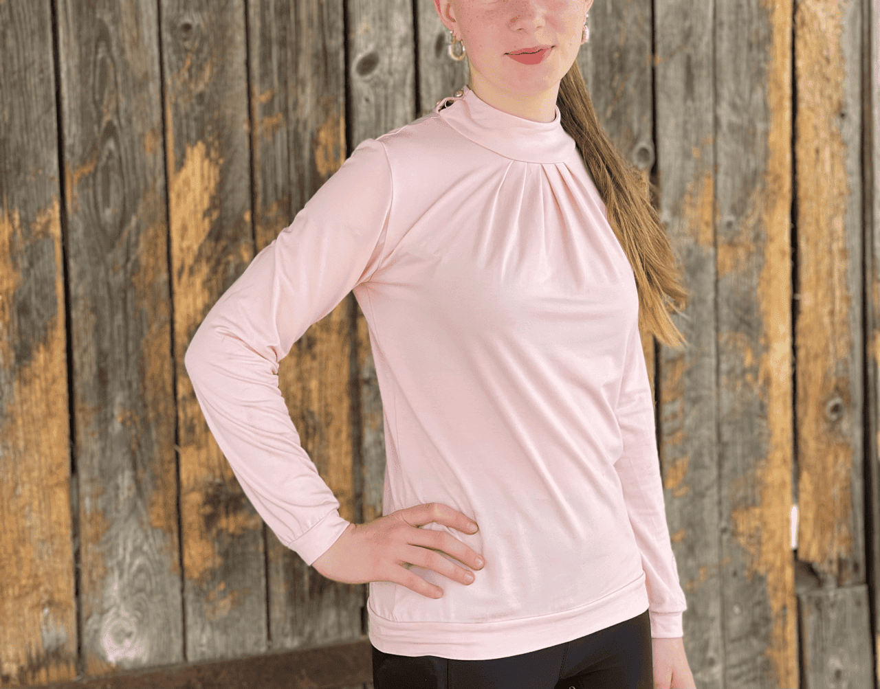 Reitbluse - Reitshirt langarm Damen mit Strass "Rose Elegance" - HORSEANDANGELS