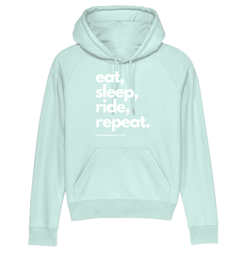 Reiter Pferde Hoodie Damen - eat, sleep, ride, repeat - Bio Baumwolle - HORSEANDANGELS