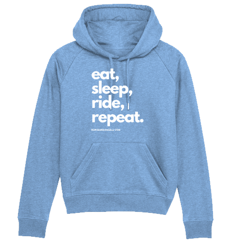 Reiter Pferde Hoodie Damen - eat, sleep, ride, repeat - Bio Baumwolle - HORSEANDANGELS