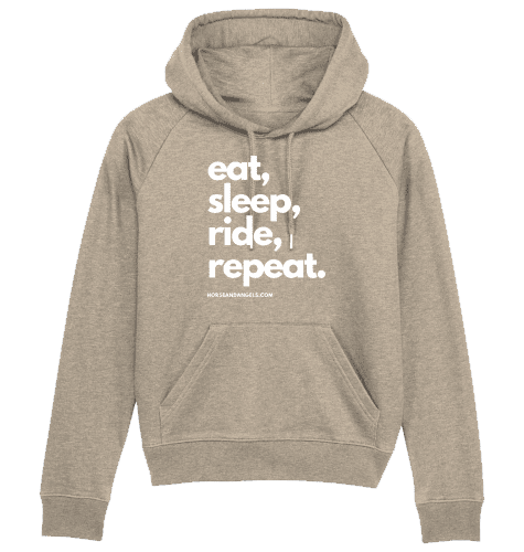 Reiter Pferde Hoodie Damen - eat, sleep, ride, repeat - Bio Baumwolle - HORSEANDANGELS