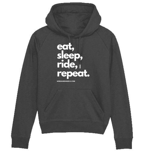 Reiter Pferde Hoodie Damen - eat, sleep, ride, repeat - Bio Baumwolle - HORSEANDANGELS
