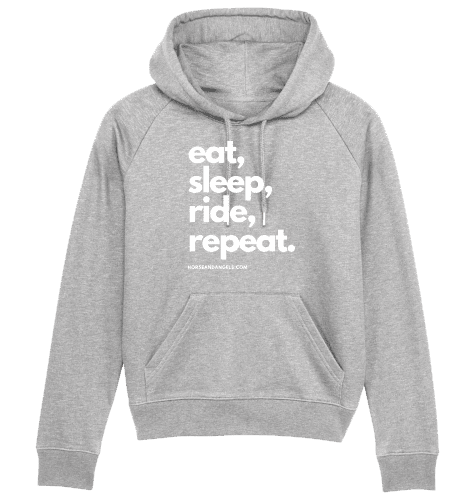 Reiter Pferde Hoodie Damen - eat, sleep, ride, repeat - Bio Baumwolle - HORSEANDANGELS