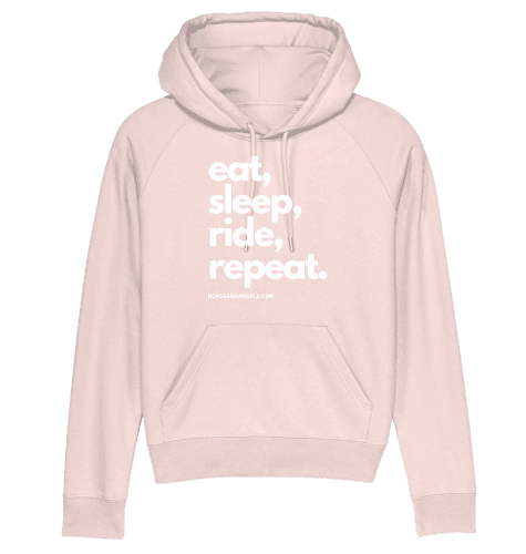 Reiter Pferde Hoodie Damen - eat, sleep, ride, repeat - Bio Baumwolle - HORSEANDANGELS