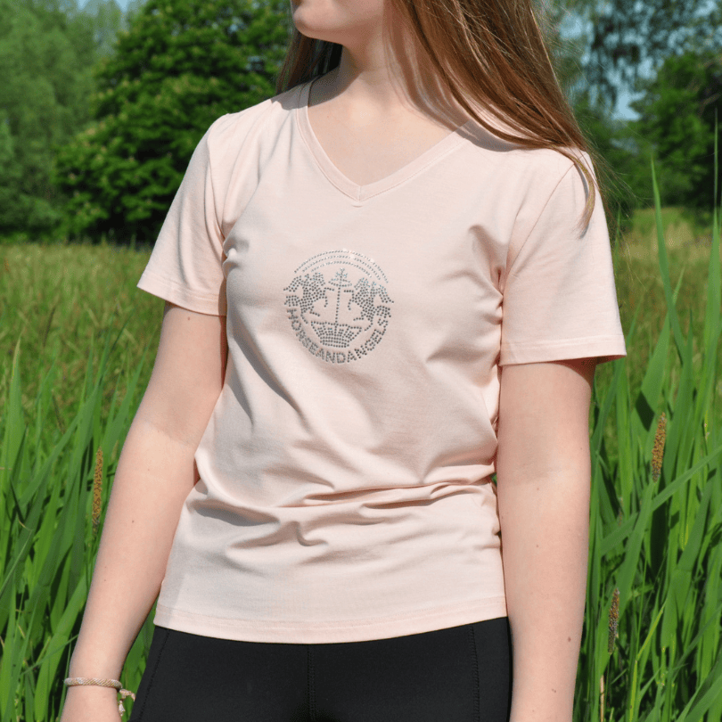 Reitshirt kurzarm Damen mit Strass - HORSEANDANGELS
